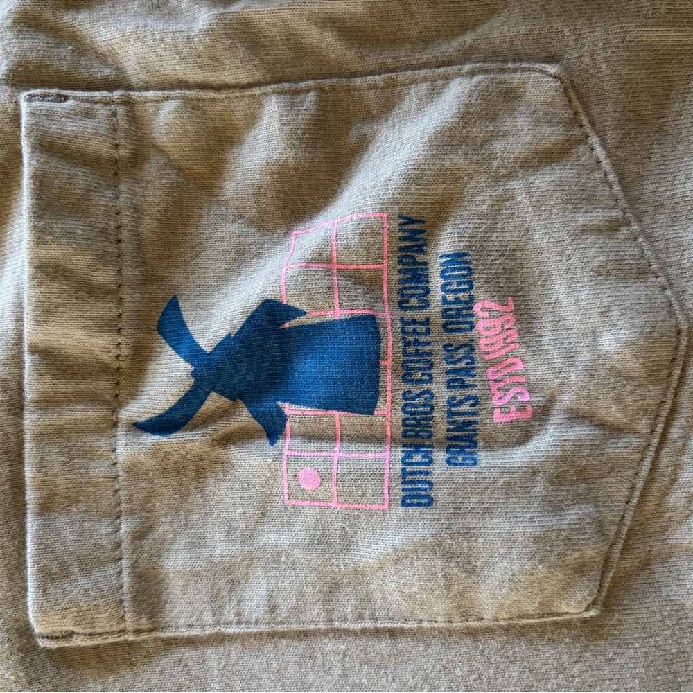 Women's Tan Long Sleeve Tee with Blue Graphic